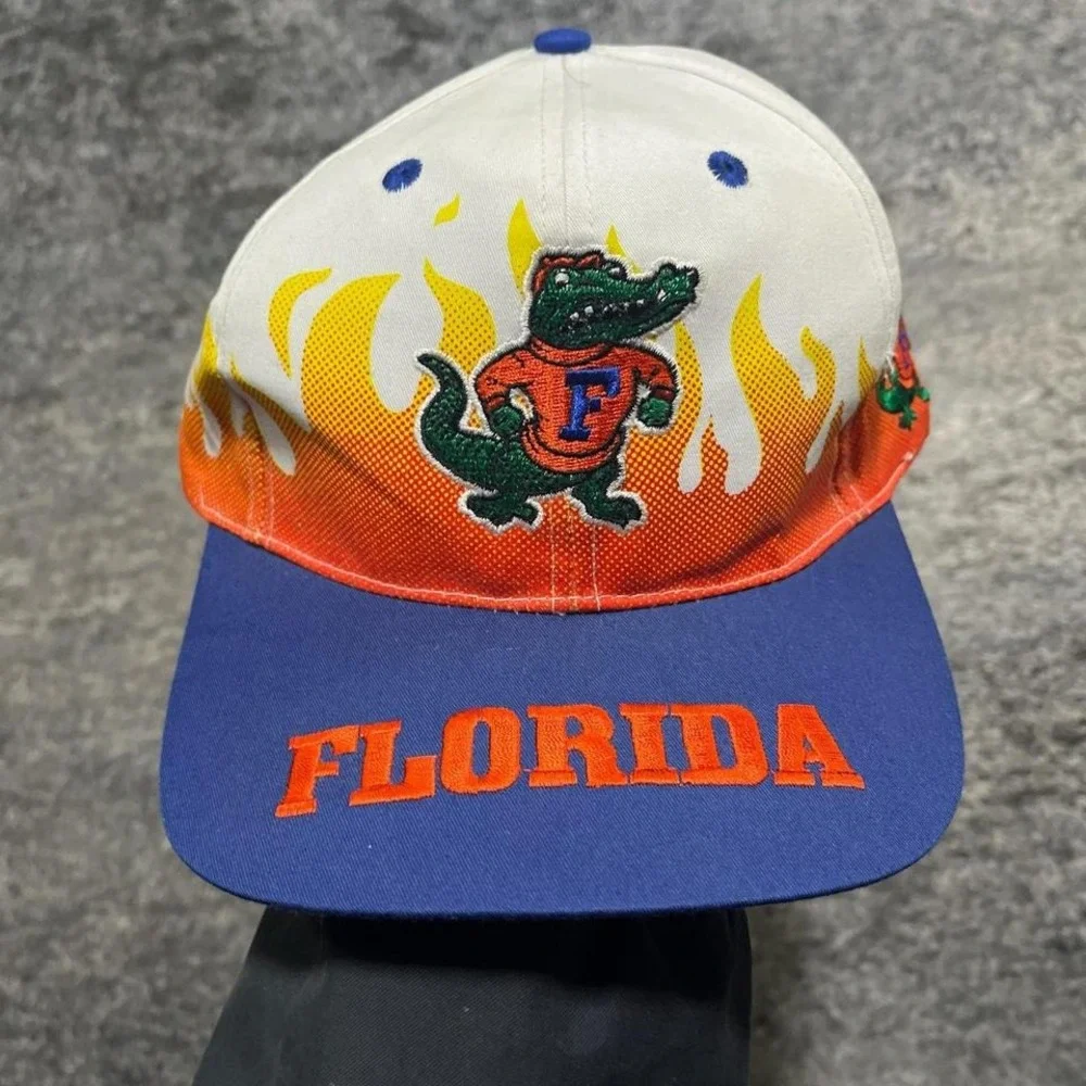 Vintage Florida Gators On Fire Hat Snapback Hat‎ University Collegiate 90s Cap
